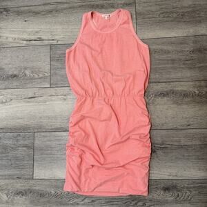 Sundry Sleeveless Ruched Tank Dress Pink Size 3 Large Racer Back Soft Cotton